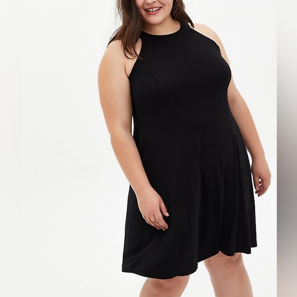 Torrid Black Mini Original Super Soft High Neck Trapeze Dress Size 2X Nwot